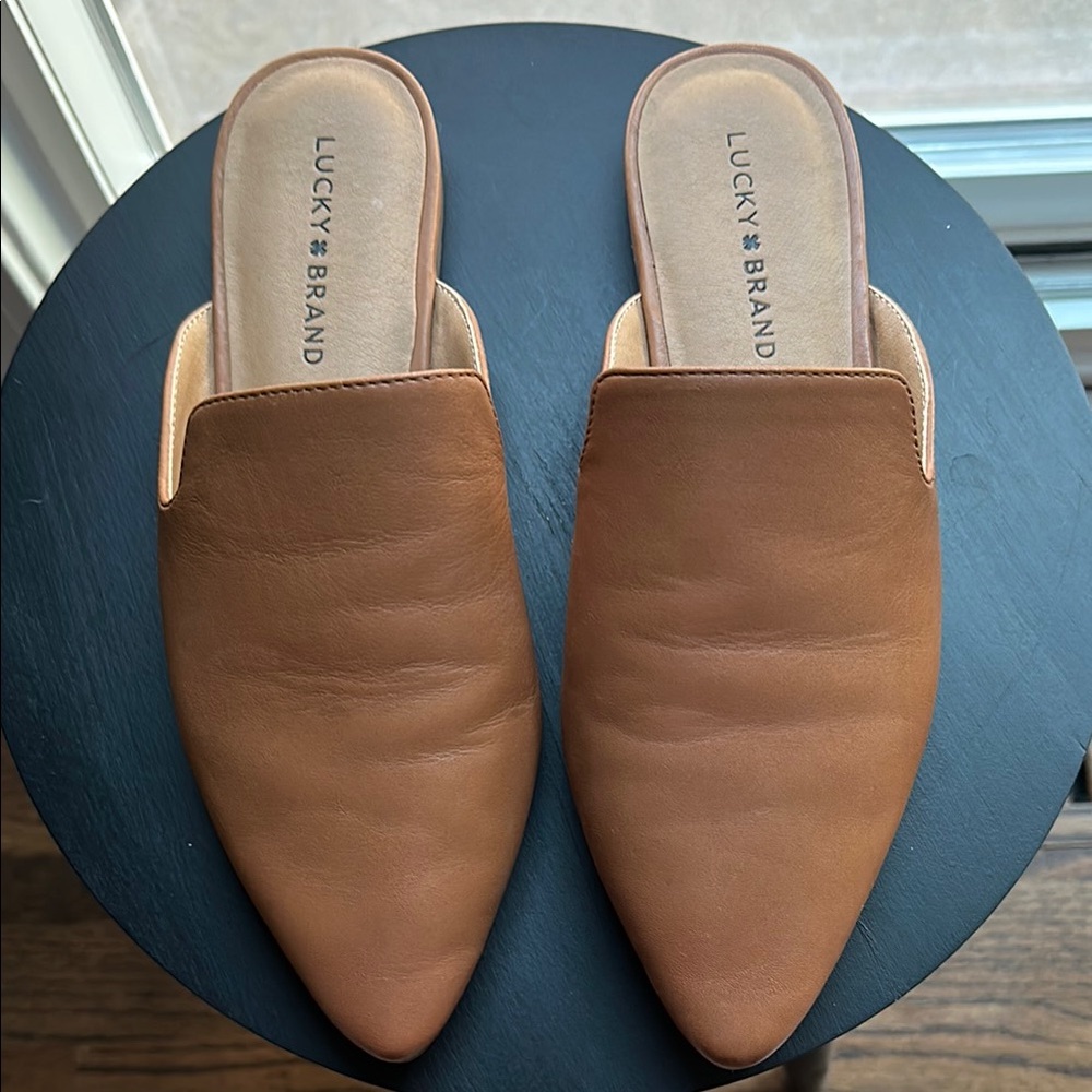 Lucky Brand Women's Brown Leather Mules